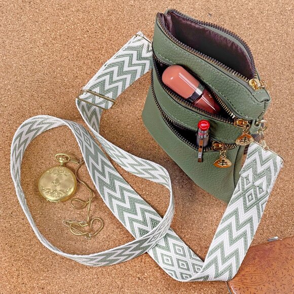 Artizanni Womens Crossbody Vegan Clutch Purse Satchel with Guitar Strap (Green) - Picture 2 of 2